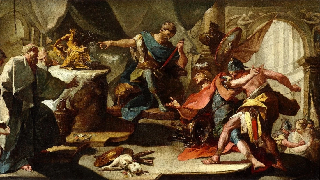 7-Pittoni G.B sec. XVIII, Traiano comanda a Sant'Eustachio di adorare gli idoli - Chiesa di S. Eustachio e Compagni Martiri,